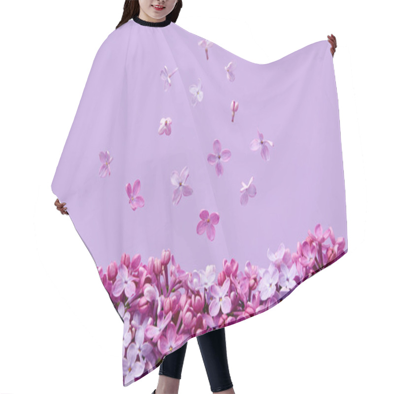 Personality  Lilac Blossoms On Purple Background With Copy Space Hair Cutting Cape