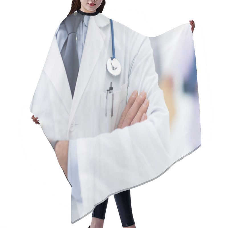 Personality  Doctor Posing With Arms Crossed Hair Cutting Cape