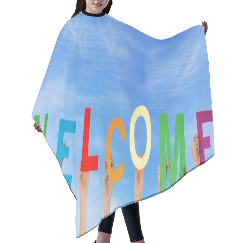 Personality  Hands Holding WELCOME Hair Cutting Cape