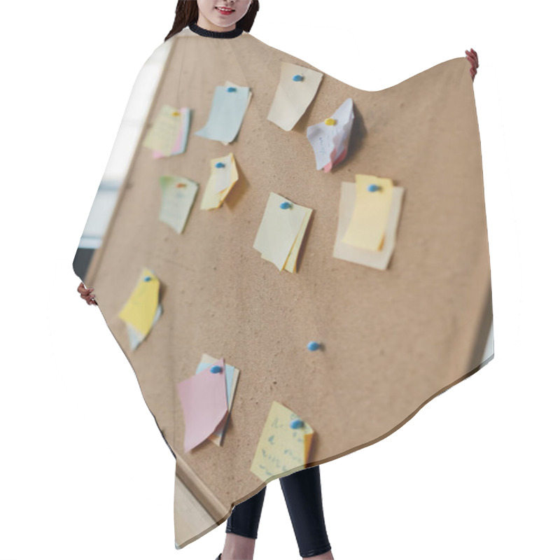 Personality  Blurred Sticky Notes On Board In Office  Hair Cutting Cape