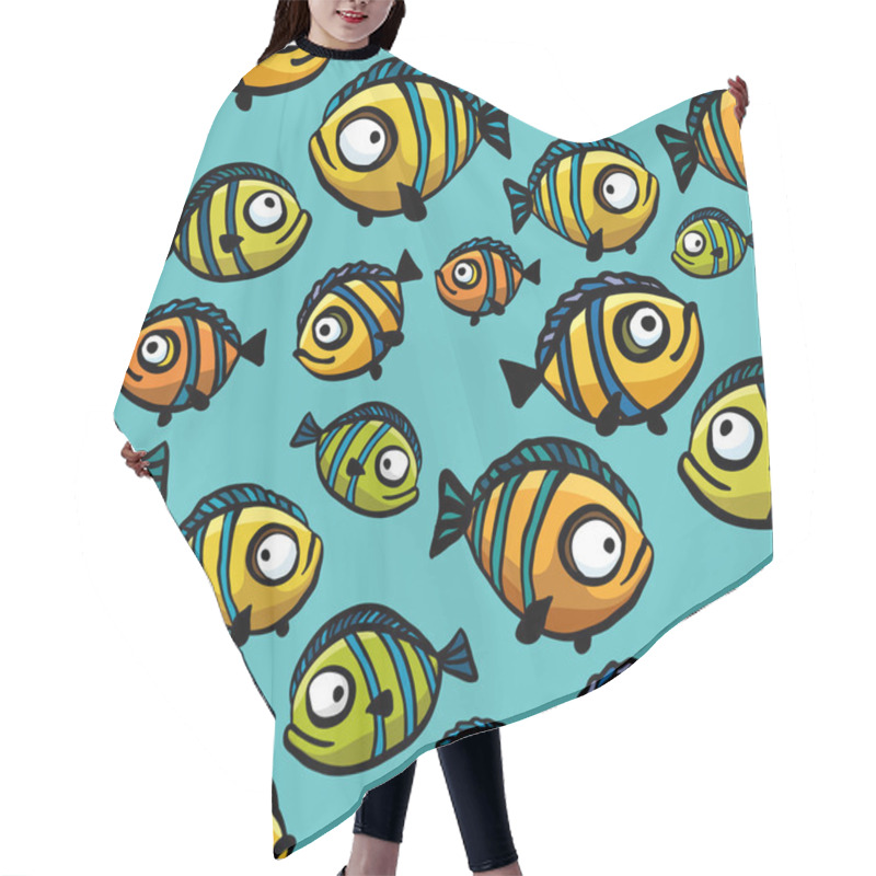 Personality  Seamless Pattern With Fish Hair Cutting Cape