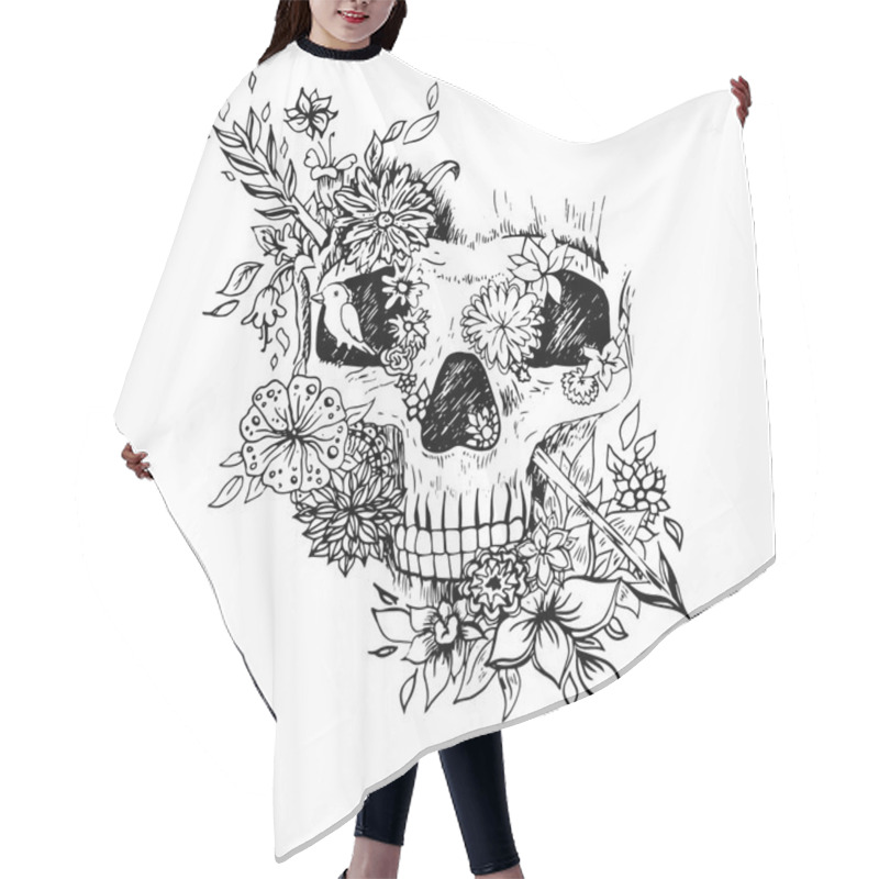 Personality  Abstract Graphic Skull, Print. Hair Cutting Cape