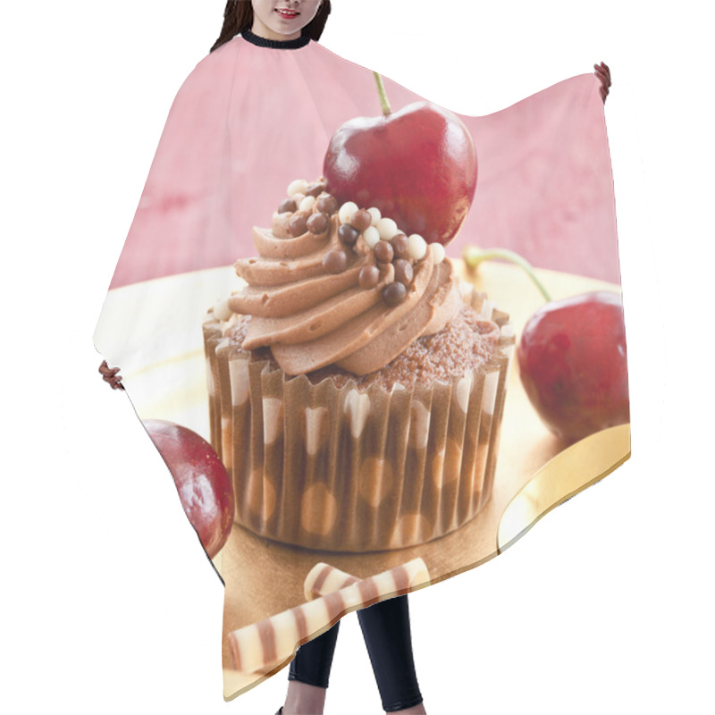 Personality  Chocolate Cupcake With Cherries Hair Cutting Cape