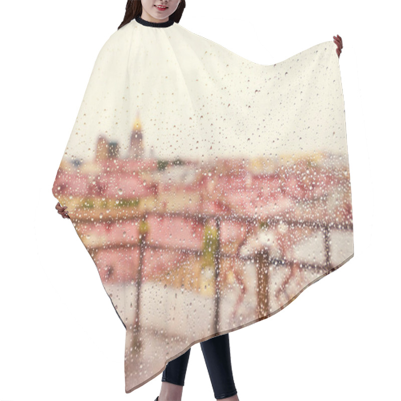 Personality  Window With Rain Drops Hair Cutting Cape