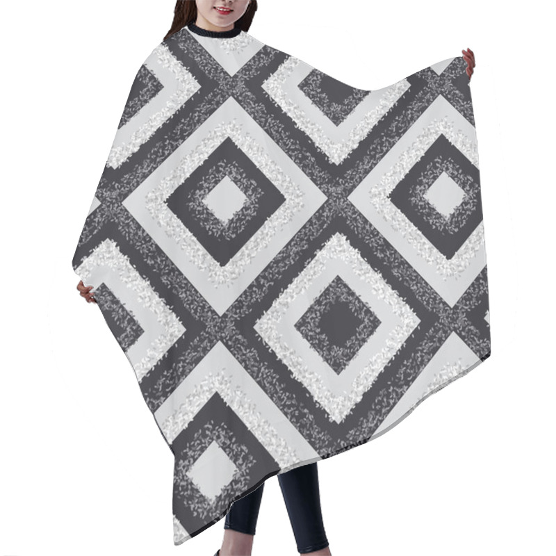 Personality  Black And White Rhombus Carpet Seamless Pattern Hair Cutting Cape