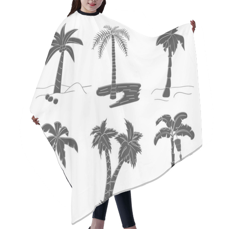 Personality  Silhouettes Of Hand Drawn Palms Trees. Hair Cutting Cape