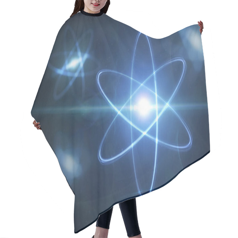 Personality  Model Of Atom And Elementary Particles. Physics Concept. 3D Rendered Illustration. Hair Cutting Cape