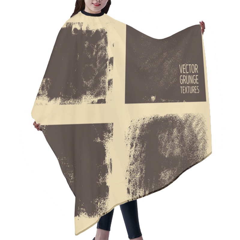 Personality  Monochrome Abstract Vector Grunge Textures. Set Of Hand Drawn Brush Strokes And Stains. Hair Cutting Cape