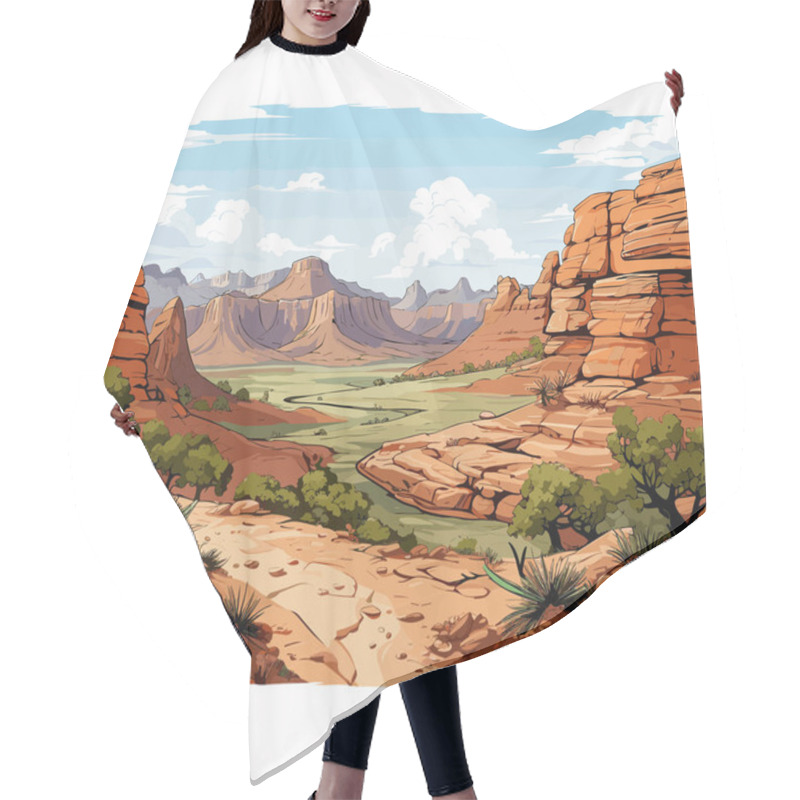 Personality  Grand Canyon Hand-drawn Comic Illustration. Grand Canyon. Vector Doodle Style Cartoon Illustration Hair Cutting Cape