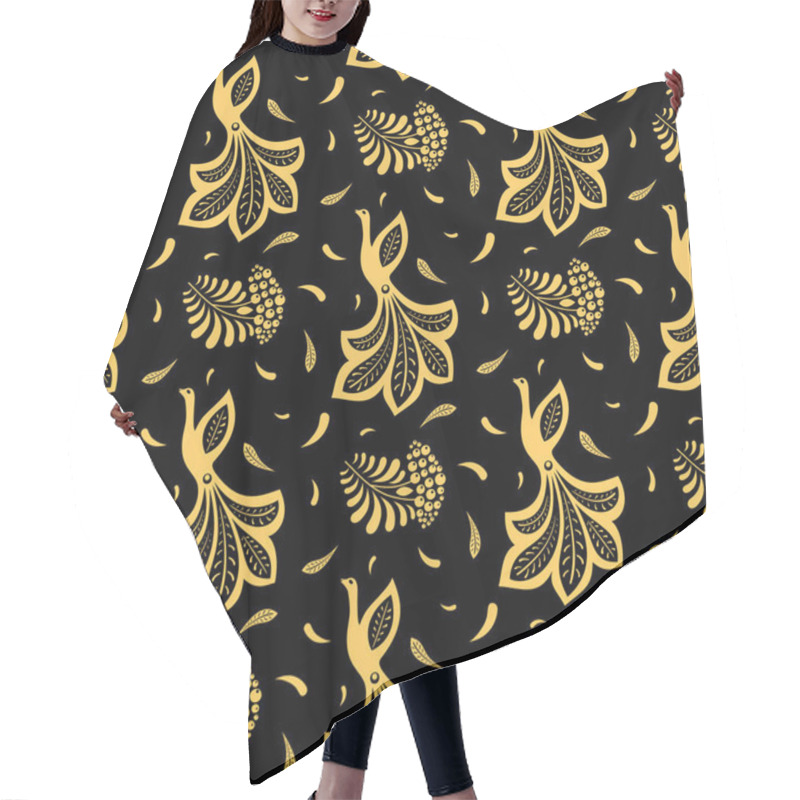 Personality  Khokhloma Seamless Patterrn With Floral Decorative Elements. Hair Cutting Cape