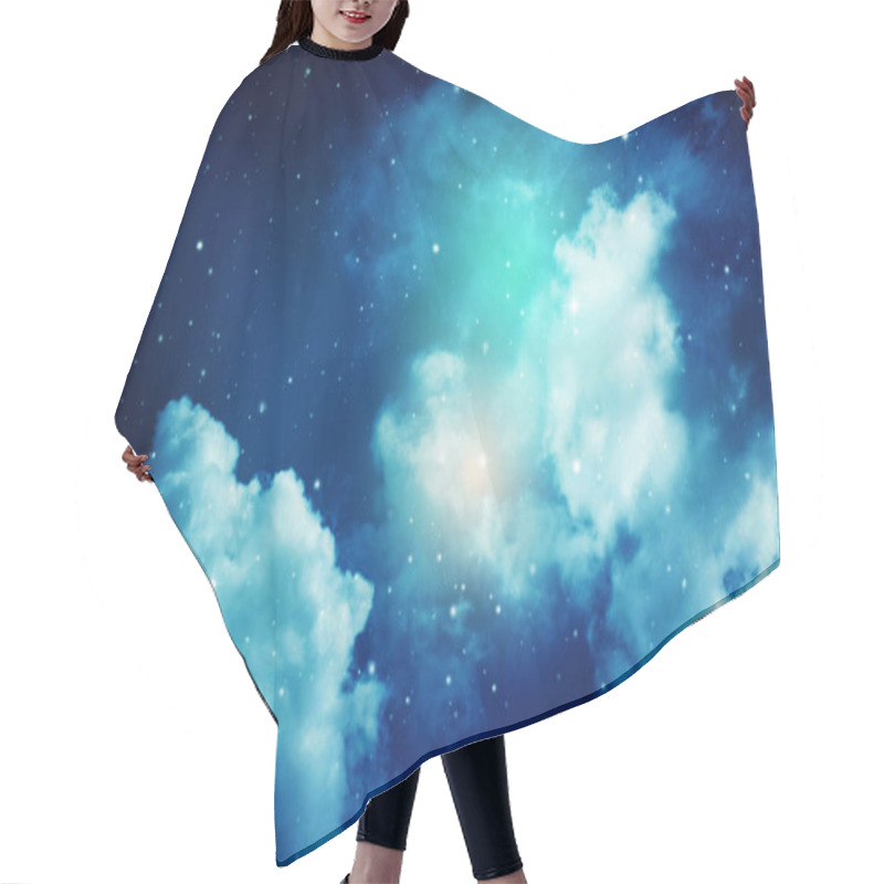 Personality  Space Of Night Sky With Cloud And Stars. Hair Cutting Cape