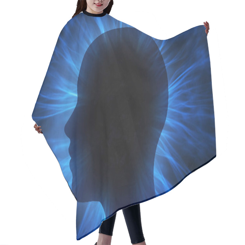 Personality  Human Head With Energy Atom Rays Hair Cutting Cape