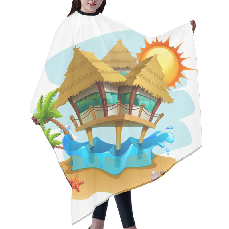 Personality  Water Bungalow Illustration Hair Cutting Cape