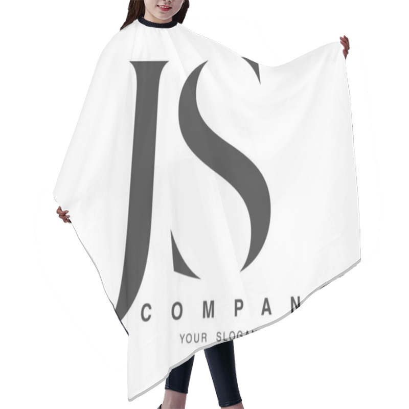 Personality  JS Logo Design. Initial Letter J And S Serif Font Style. Creative Classic Company Name Typography. Trendy Logotype Or Identity. Hair Cutting Cape