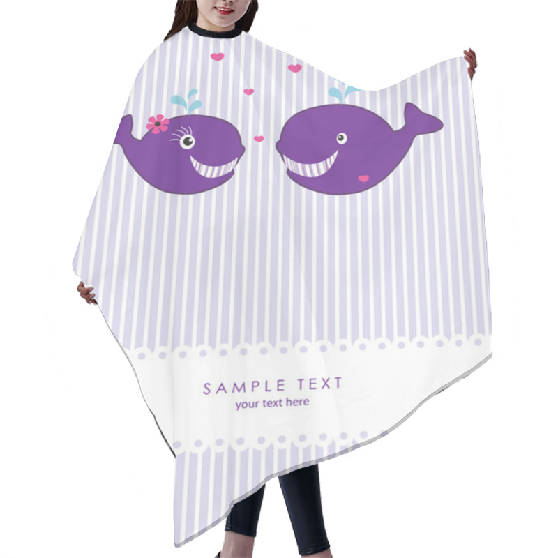 Personality  Greeting Card With Cute Whales Hair Cutting Cape