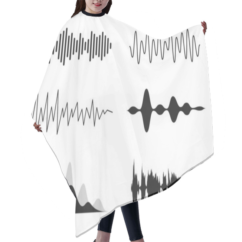 Personality  Set Of Sound Waves. Analog And Digital Line Waveforms. Musical Sound Waves, Equalizer And Recording Concept. Electronic Sound Signal, Voice Recording. Vector Hair Cutting Cape