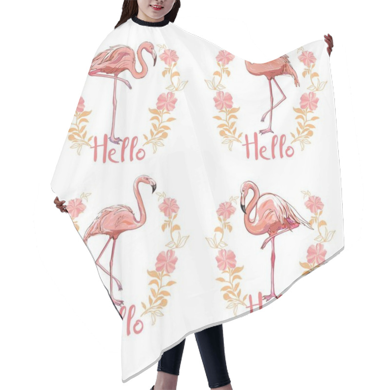 Personality  Pink Flamingo, Vector, Illustration Bird Design Print Tropical Hair Cutting Cape