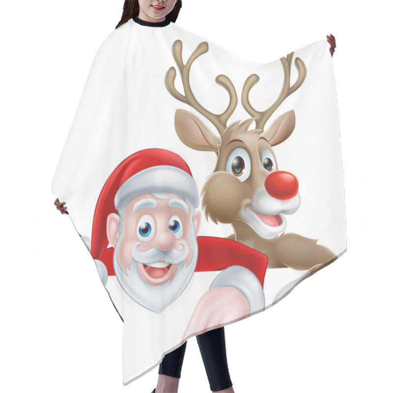 Personality  Santa And Reindeer Christmas Cartoon Hair Cutting Cape