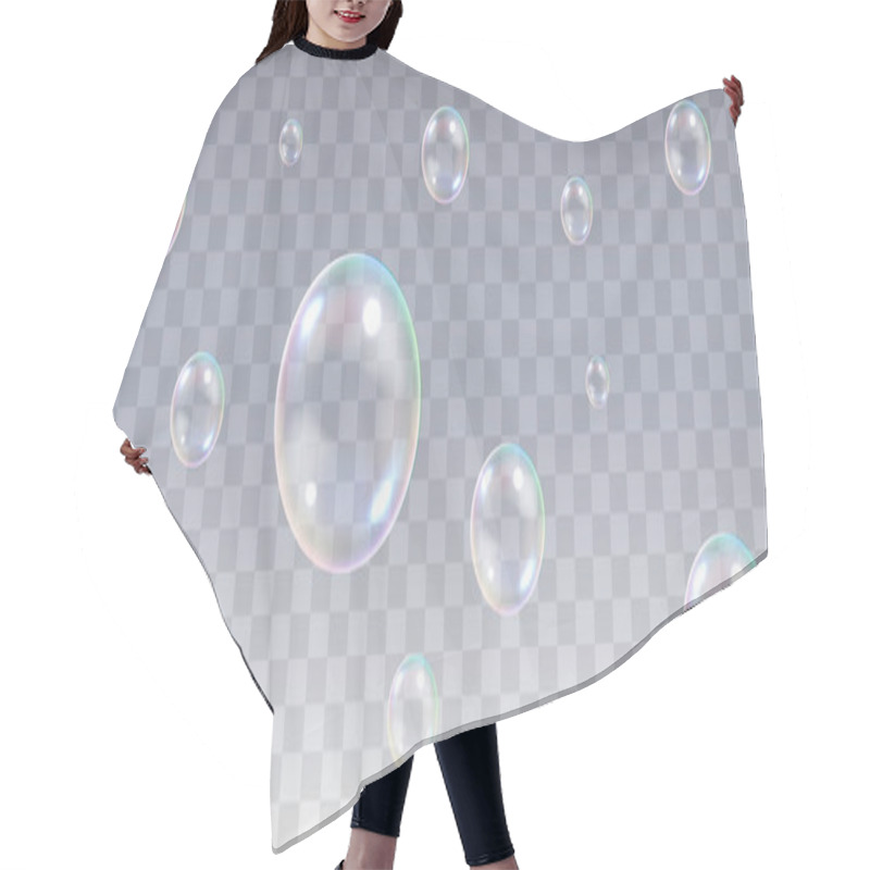 Personality  Realistic Soap Bubbles Set. Realistic Soap Bubbles Isolated On Transparent Background. Hair Cutting Cape