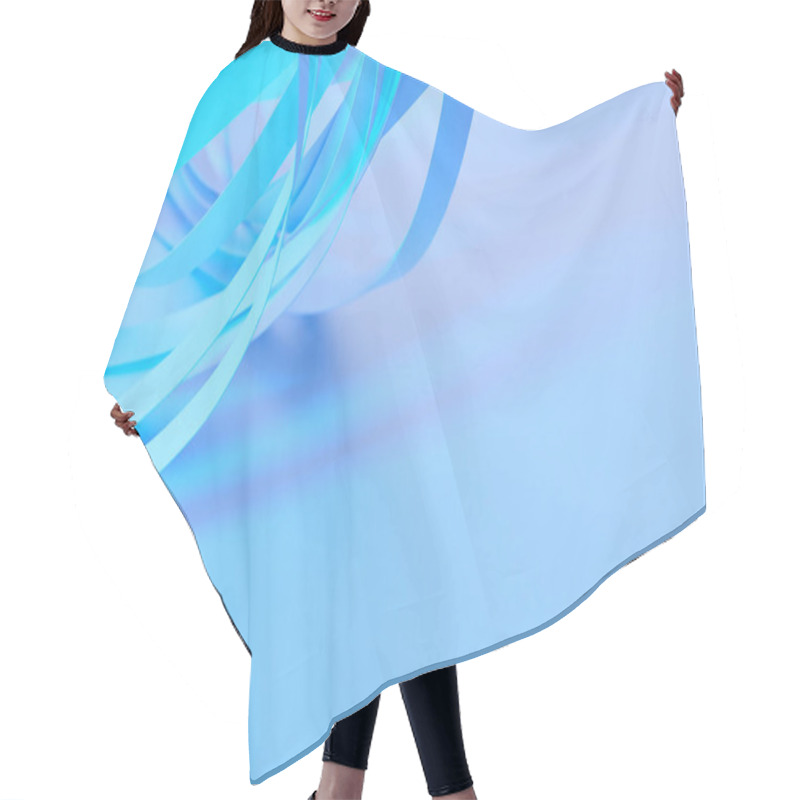 Personality  Close Up View Of Paper Stripes On Neon Blue Background Hair Cutting Cape