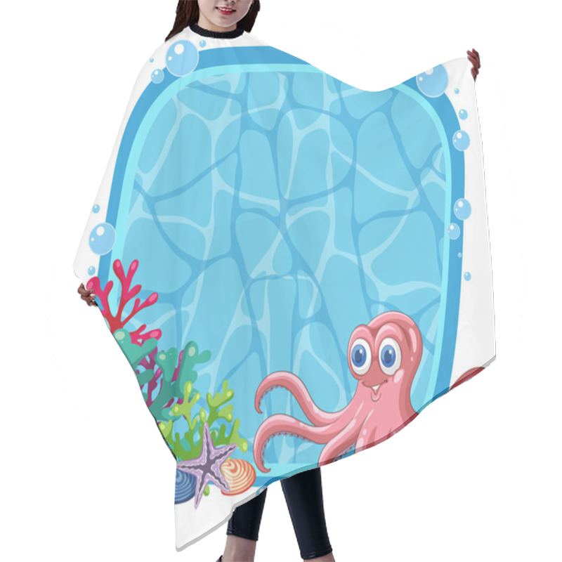 Personality  Cheerful Octopus With Vibrant Coral And Seashells Hair Cutting Cape