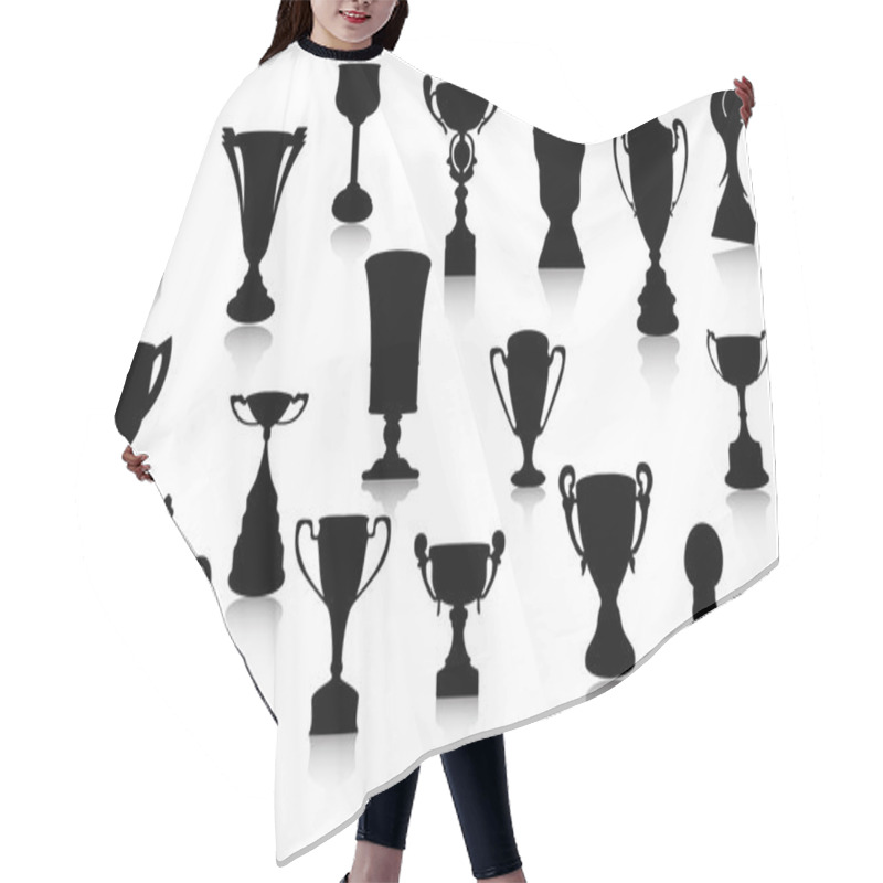 Personality  Vector Cup Silhouette Set Hair Cutting Cape