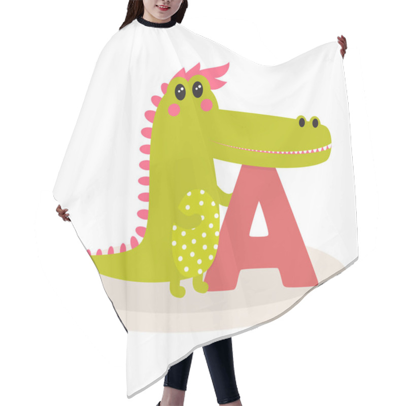 Personality  Vector Cute Kids Animal Alphabet, Letter A For Alogator, Cartoon Animal Illustration, Crocodile Isolated Hair Cutting Cape