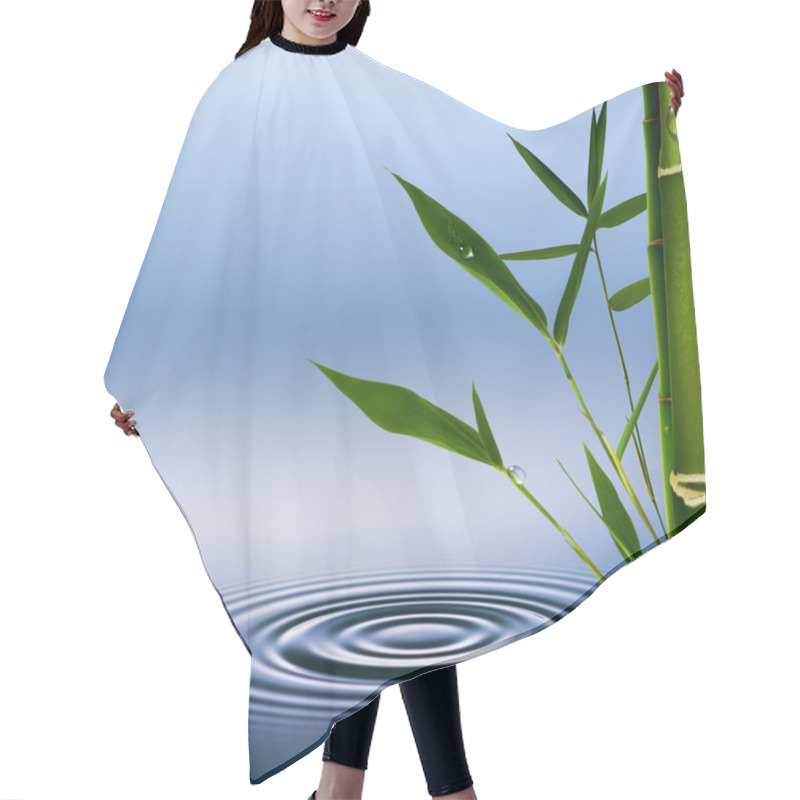 Personality  Bamboo Grass With Dew Droplets. Abstract Environmental Backgroun Hair Cutting Cape