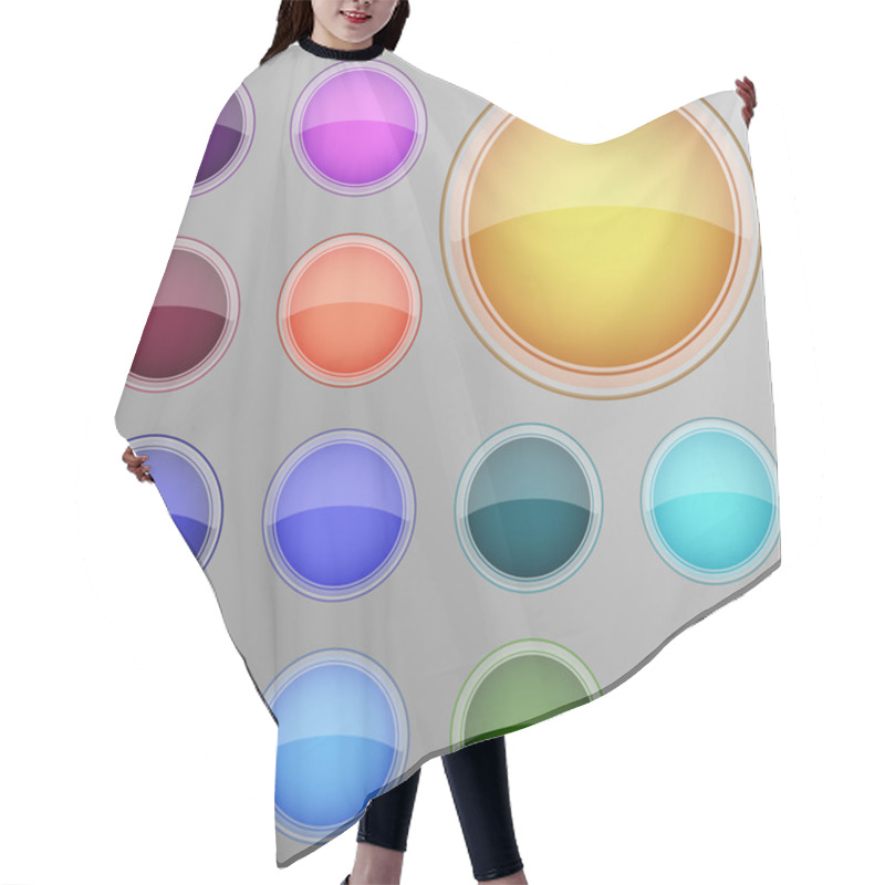 Personality  Vector Set Of Buttons. Hair Cutting Cape