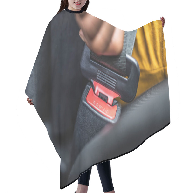 Personality  African Woman Buckling Up Seatbelt To Drive Car Safely Hair Cutting Cape