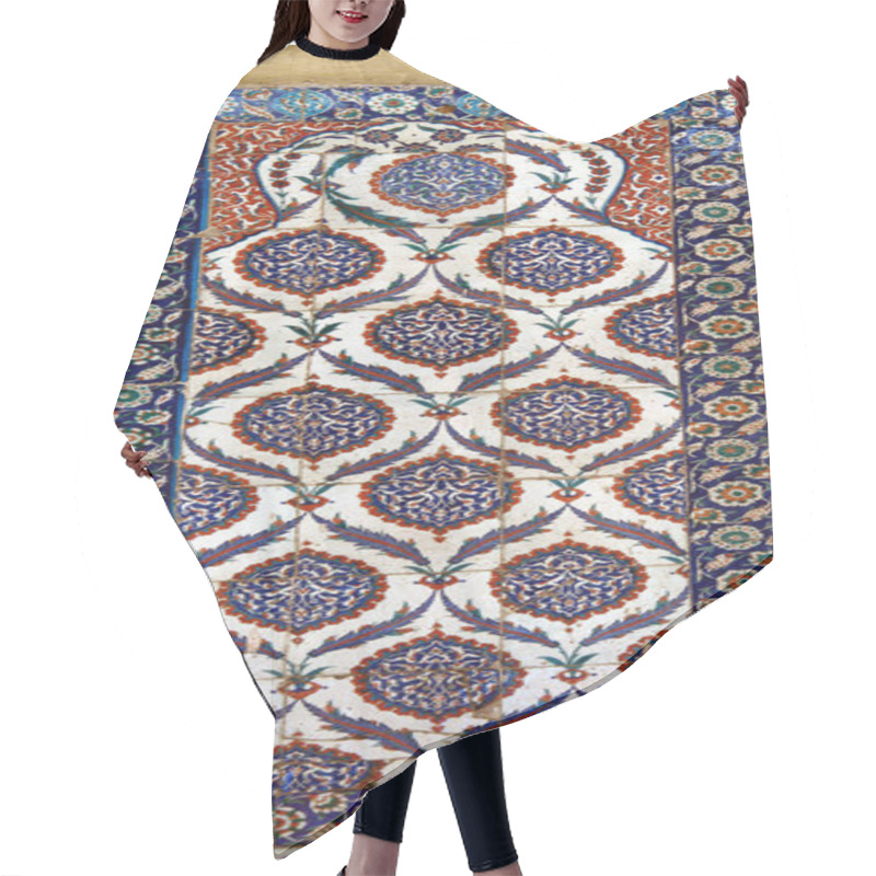 Personality  30.12.2009 ISTANBUL TURKEY.Floral Patterned Tile From Blue Mosque,ancient Ottoman Era. Hair Cutting Cape