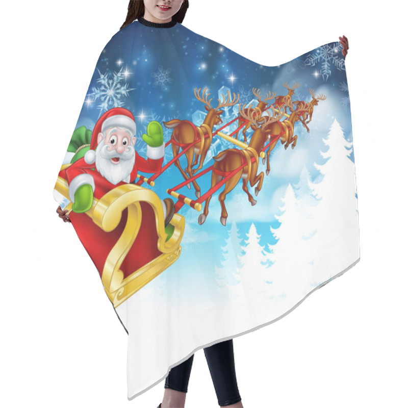 Personality  Santa Sleigh Christmas Background Hair Cutting Cape