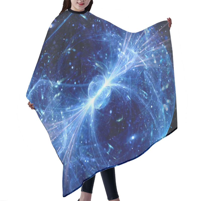 Personality  Blue Glowing Gravitaional Wave With Gamma Ray Force Field Backgr Hair Cutting Cape