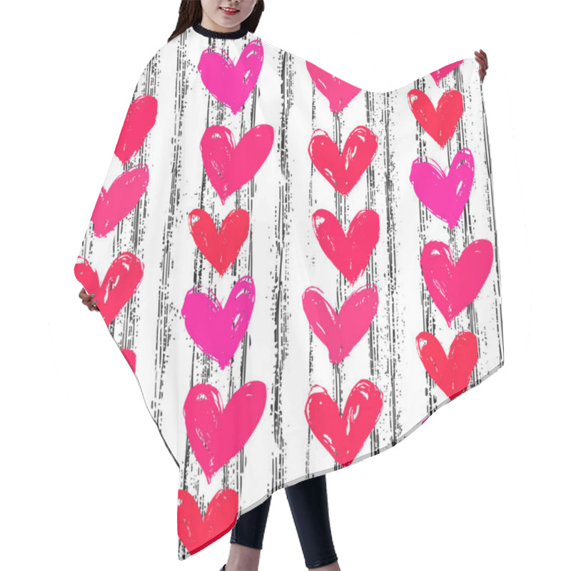 Personality  Velentine's Day Pattern With Hand Painted Hearts. Hair Cutting Cape