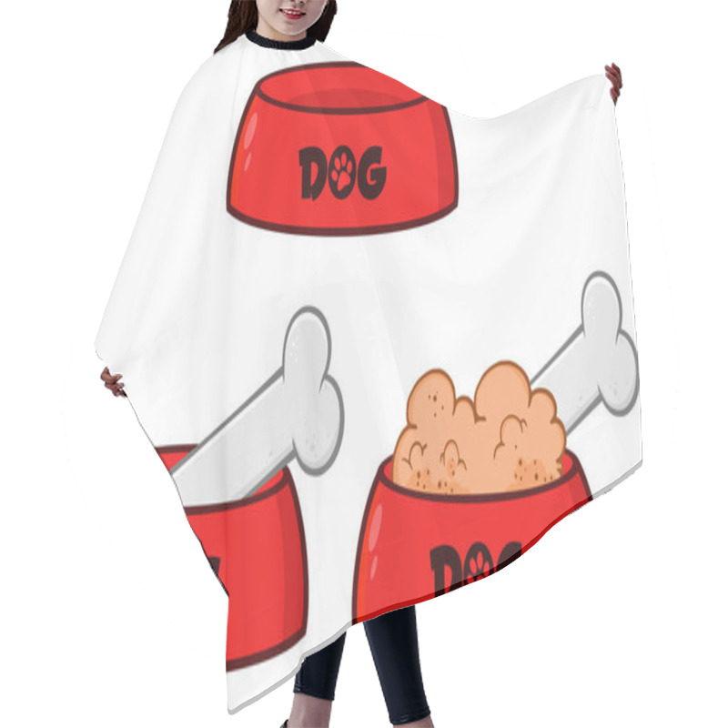 Personality  Dog Bowl With Bone Drawing Simple Design Vector Illustration Hair Cutting Cape