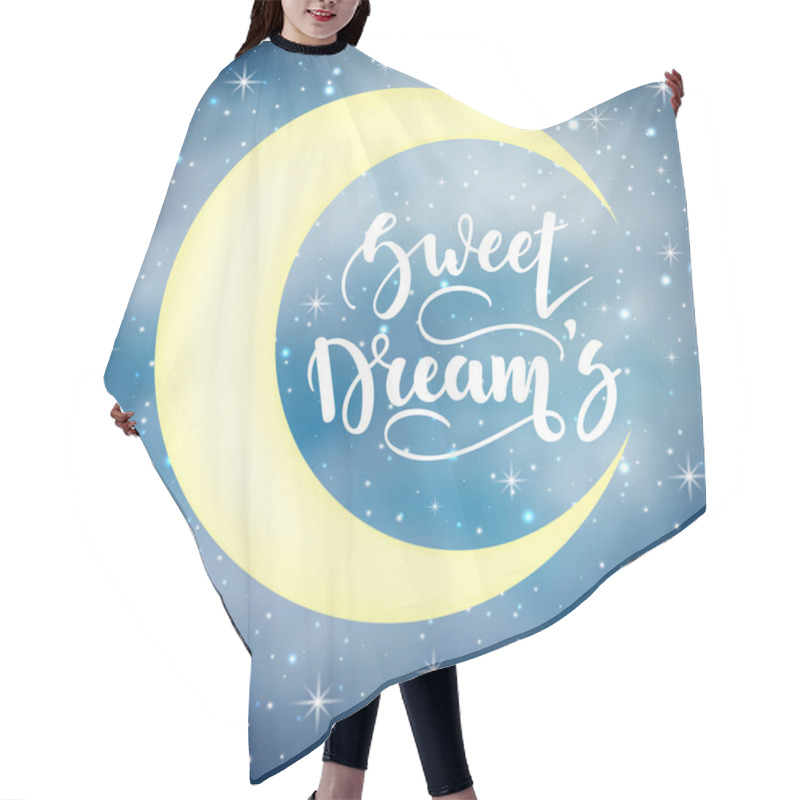 Personality  Sweet Dreams. Inspirational And Motivational Handwritten Lettering On A Background Of The Night Starry Sky. Can Be Used For Posters, Cards And Other Items. Vector Ilustration. EPS 10. Hair Cutting Cape