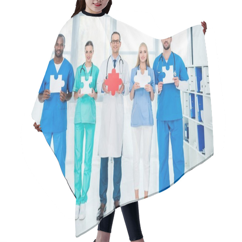 Personality  Doctors Holding Puzzle Pieces Hair Cutting Cape