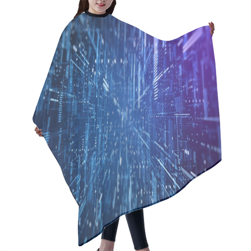 Personality  Digital Cyberspace Futuristic, Digital Data Matrix Moving, High Speed Connection Data Analysis Process Abstract Background. 3d Rendering Hair Cutting Cape