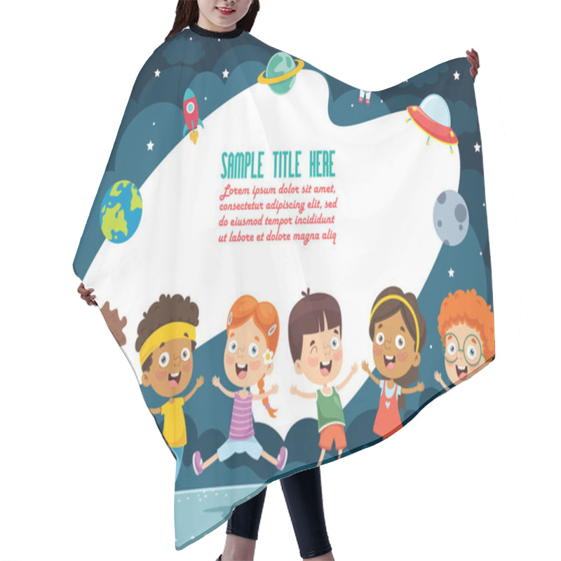 Personality  Vector Illustration Of Space Children Hair Cutting Cape