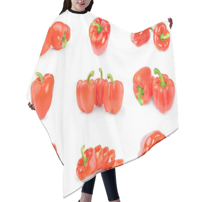 Personality  Collection Of Paprika Isolated On A White Cutout Hair Cutting Cape