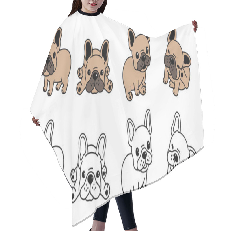 Personality  Dog Vector French Bulldog Logo Icon Cartoon Character Illustration Symbol Brown Hair Cutting Cape