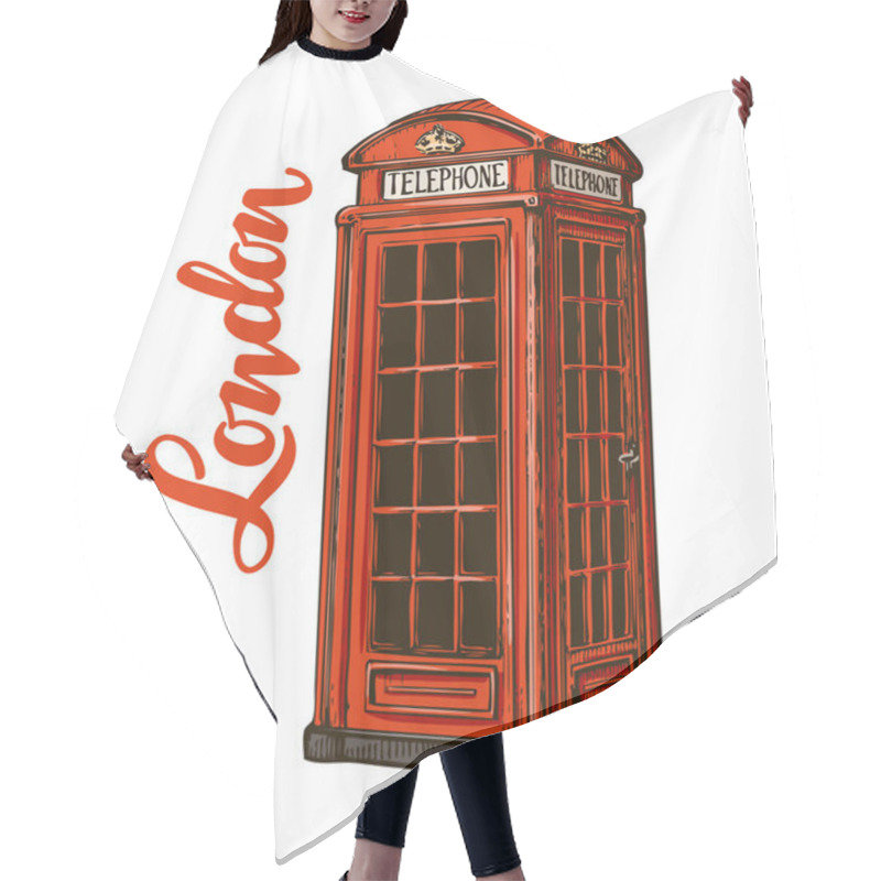 Personality  London Red Phone Booth. Vector Illustration Isolated On White Background Hair Cutting Cape