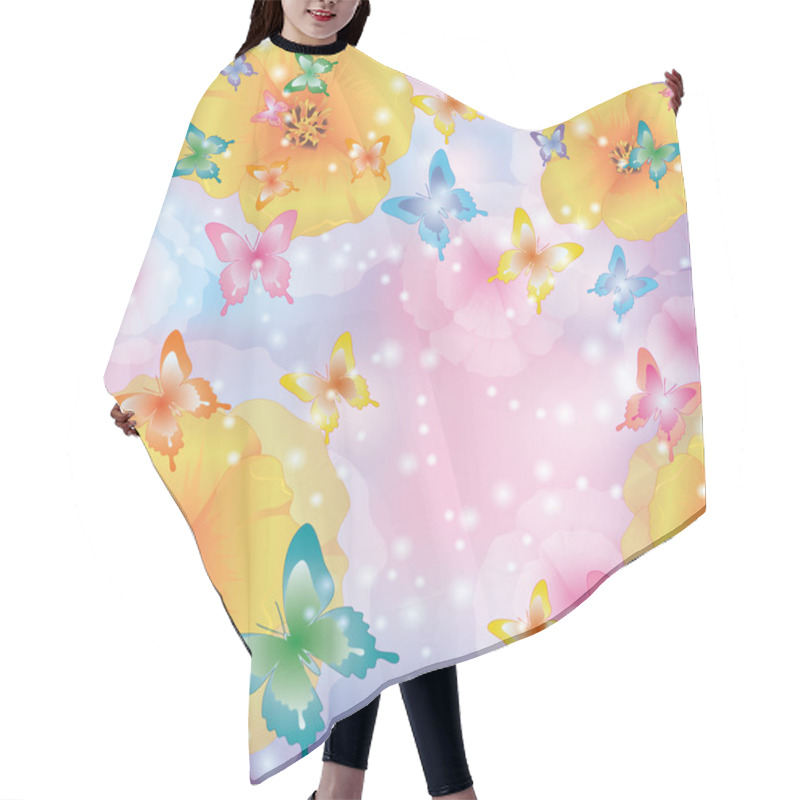 Personality  Abstract Background With Flowers And Butterflies Hair Cutting Cape