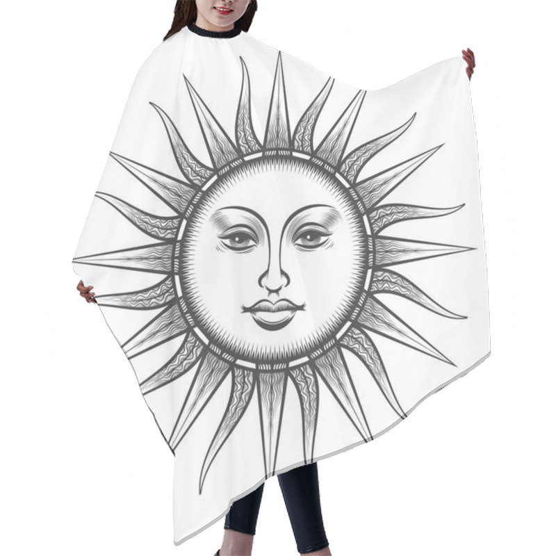 Personality  Engraved Sun Antique Face Symbol Hair Cutting Cape