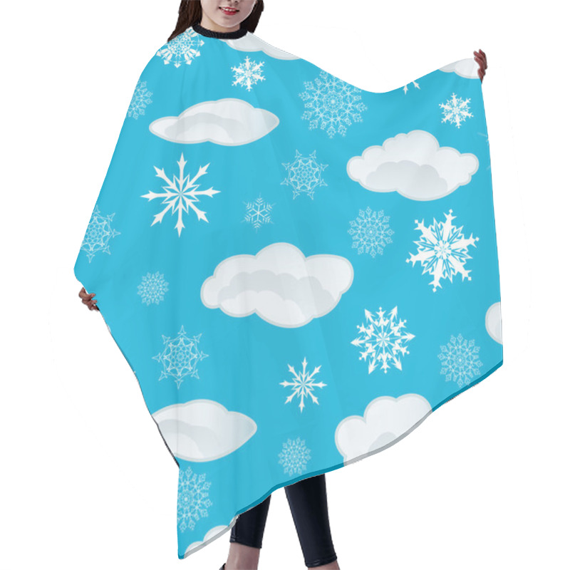 Personality  Seamless Snowflakes And Clouds Hair Cutting Cape