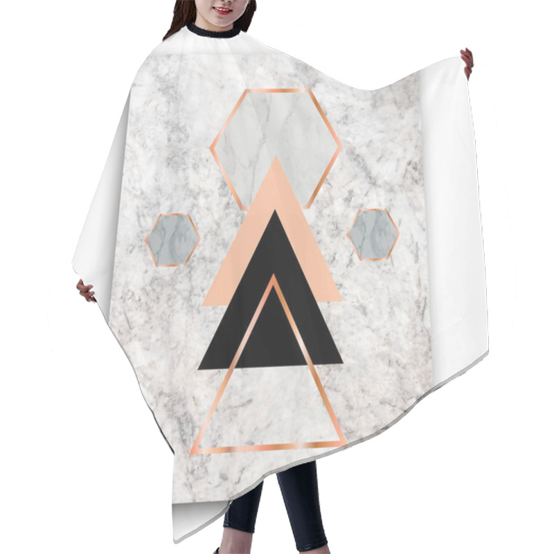 Personality  Marble Background With Rose Gold Triangles And Hexagons. Geometr Hair Cutting Cape