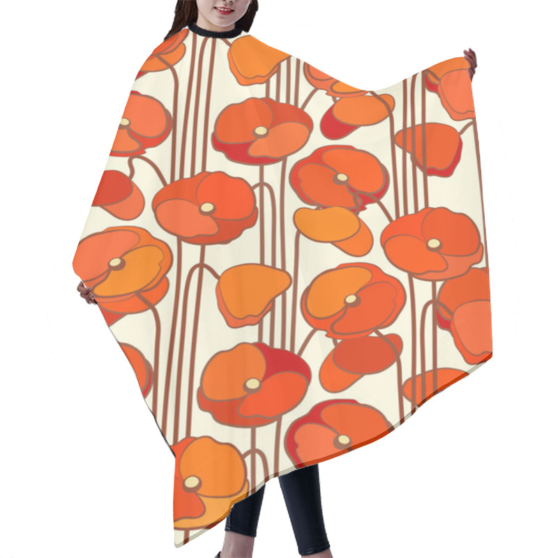 Personality  Poppies. Seamless Floral Background. Hair Cutting Cape