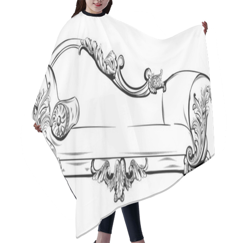 Personality  Sofa Or Bench With Rich Baroque Ornaments Elements Vector. Royal Imperial Victorian Styles Hair Cutting Cape