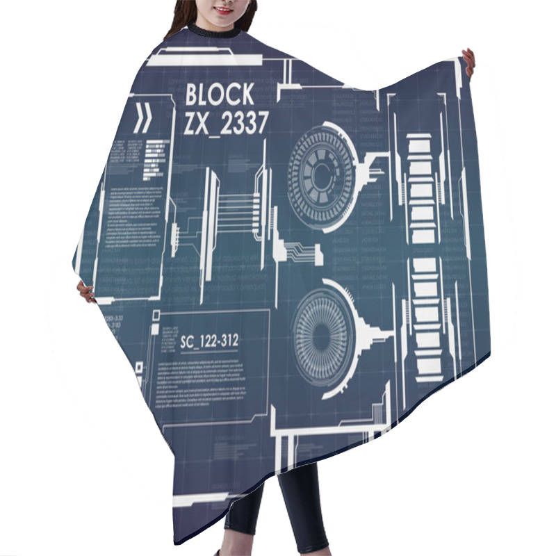 Personality  Futuristic Virtual Graphic User Interface Hair Cutting Cape