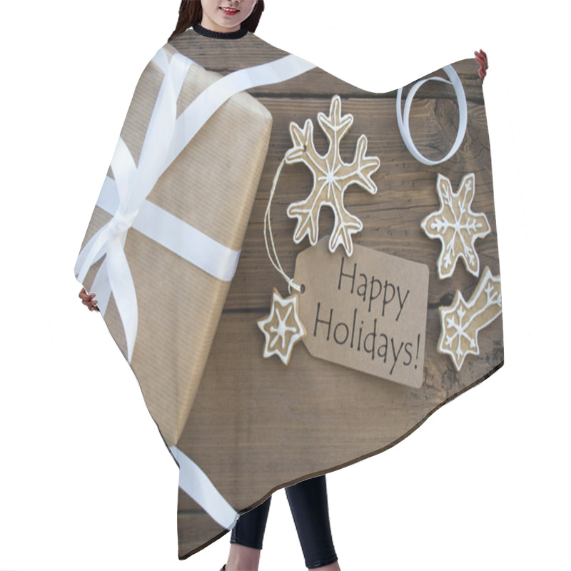 Personality  Natural Christmas Background With Happy Holidays Label Hair Cutting Cape